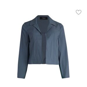 theory light blue/gray shrunken linen jacket size small
